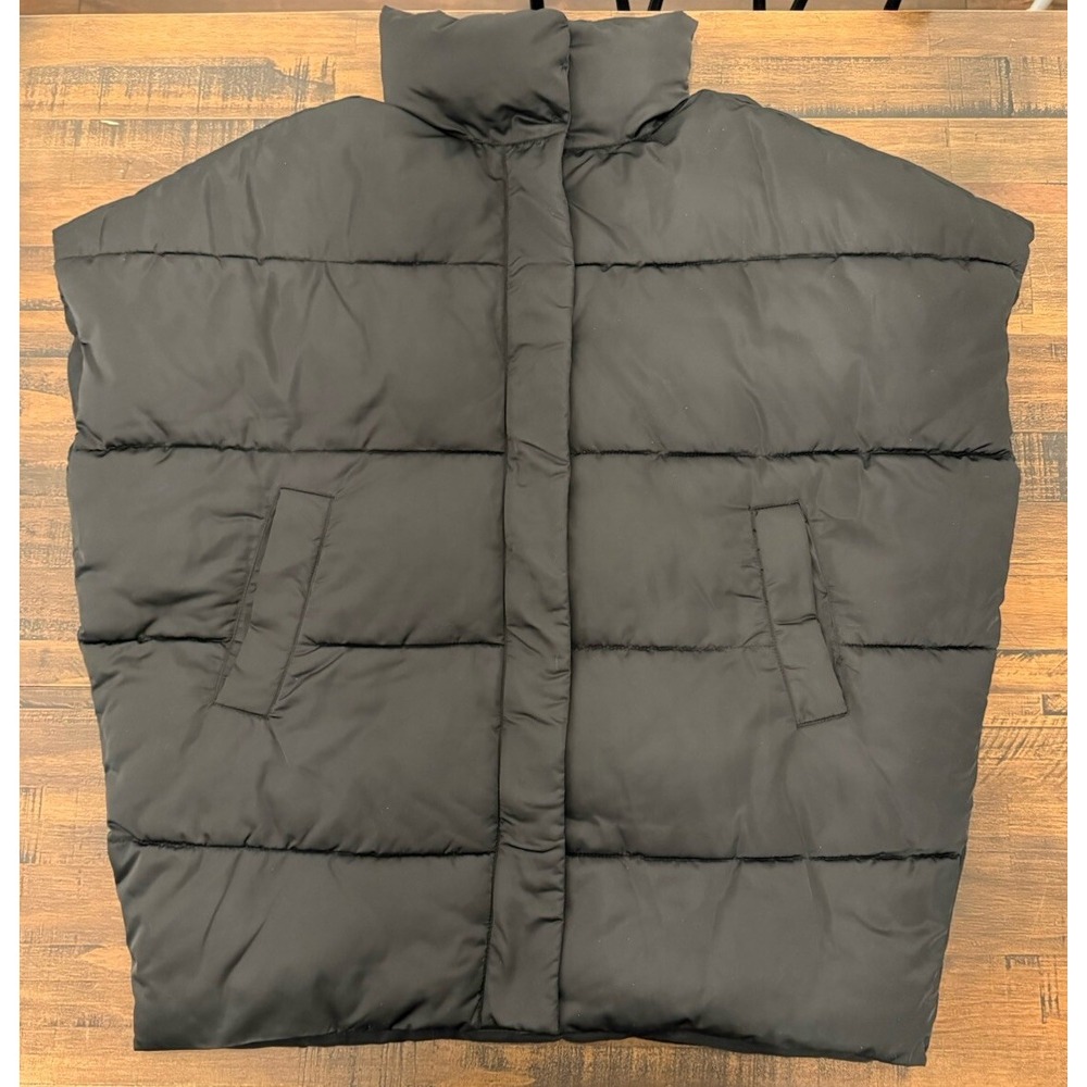 Kenneth Cole Puffer Vest Womens L/XL Black Zip Snap Stand Up Neck NWT $139 - Picture 7 of 11
